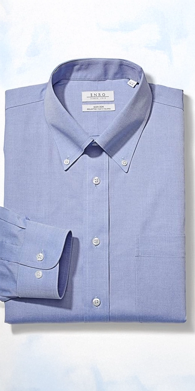 Enro Men's Classic Fit Big-Tall Solid Button Down Collar Dress Shirt Light Blue