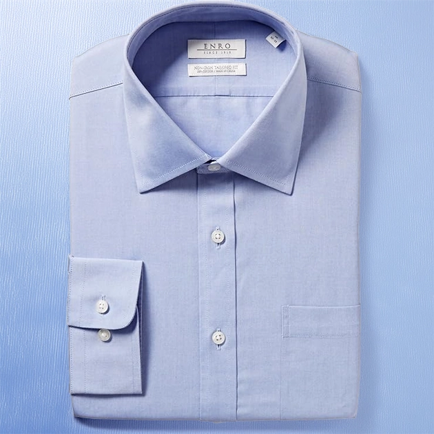 Enro Men's Slim Fit Solid Spread Collar Dress Shirt